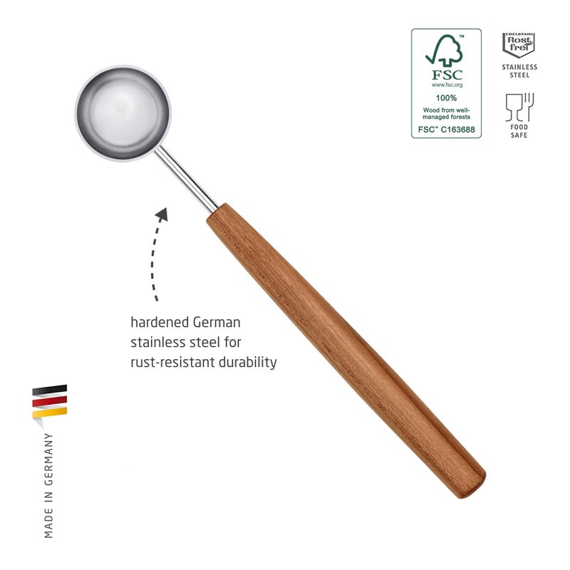 triangle Spice Measuring Spoon 3-Piece Set (Â¼ tsp, Â½ tsp & 1 tsp) - Stainless Steel with Plum Wood Handle - Sense Collection - Image 2